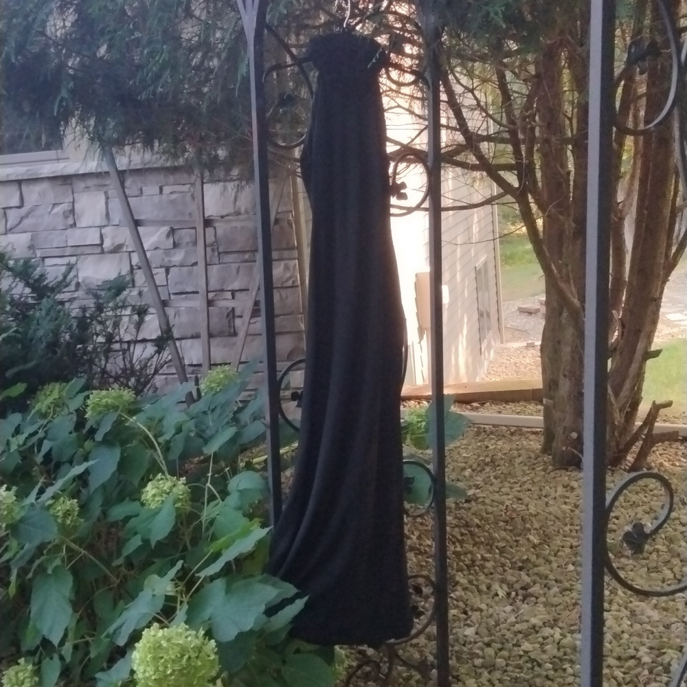 Ralph Lauren black long formal dress with faux fur collar, Vintage size 4 - Picture 9 of 16